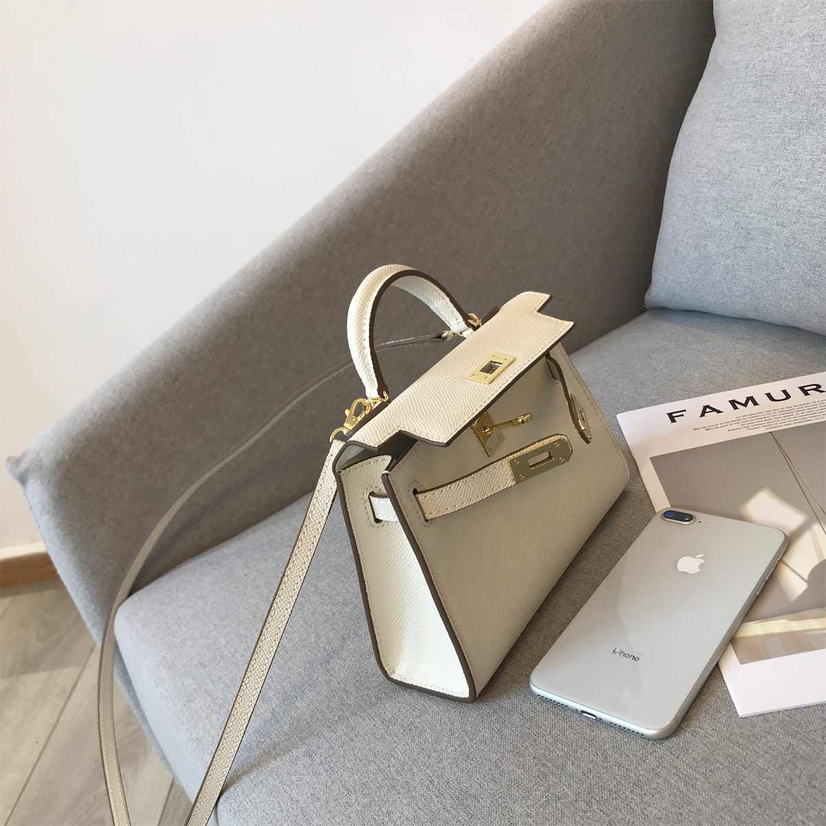 

Customized High-Grade SmallBag Elegant Milkshake WhiteMini Shoulder Crossbody Womens Cowhide, Milkshake white (19 inches)