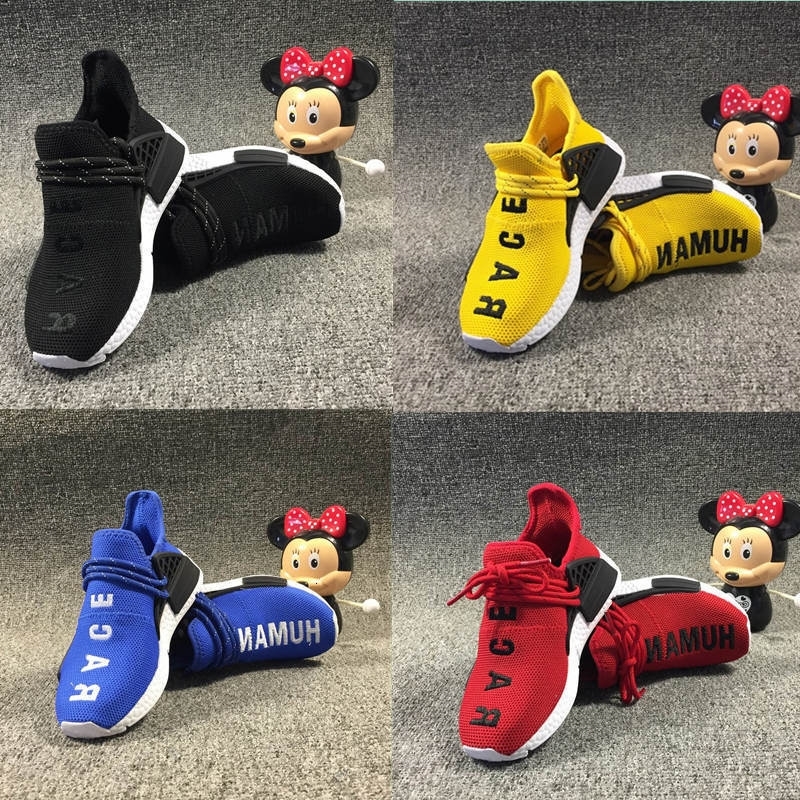 

Pharrell Williams Infant Human Race nmd Kids running shoes Core Black White Yellow toddlers Trainers Children boys girls sneakers