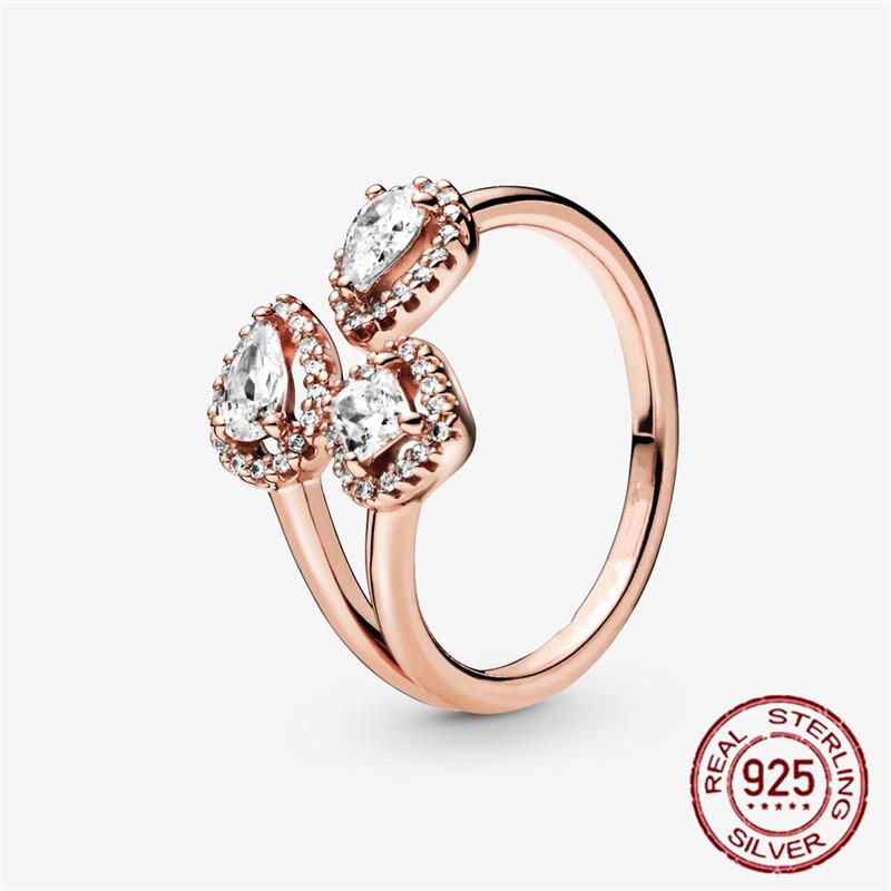 

Cluster Rings 925 Sterling Silver Geometric Open Ring Pavé Artificial Gemstone Rose Gold Elegant Luxury Ladies Party Banquet Gift Jewelr