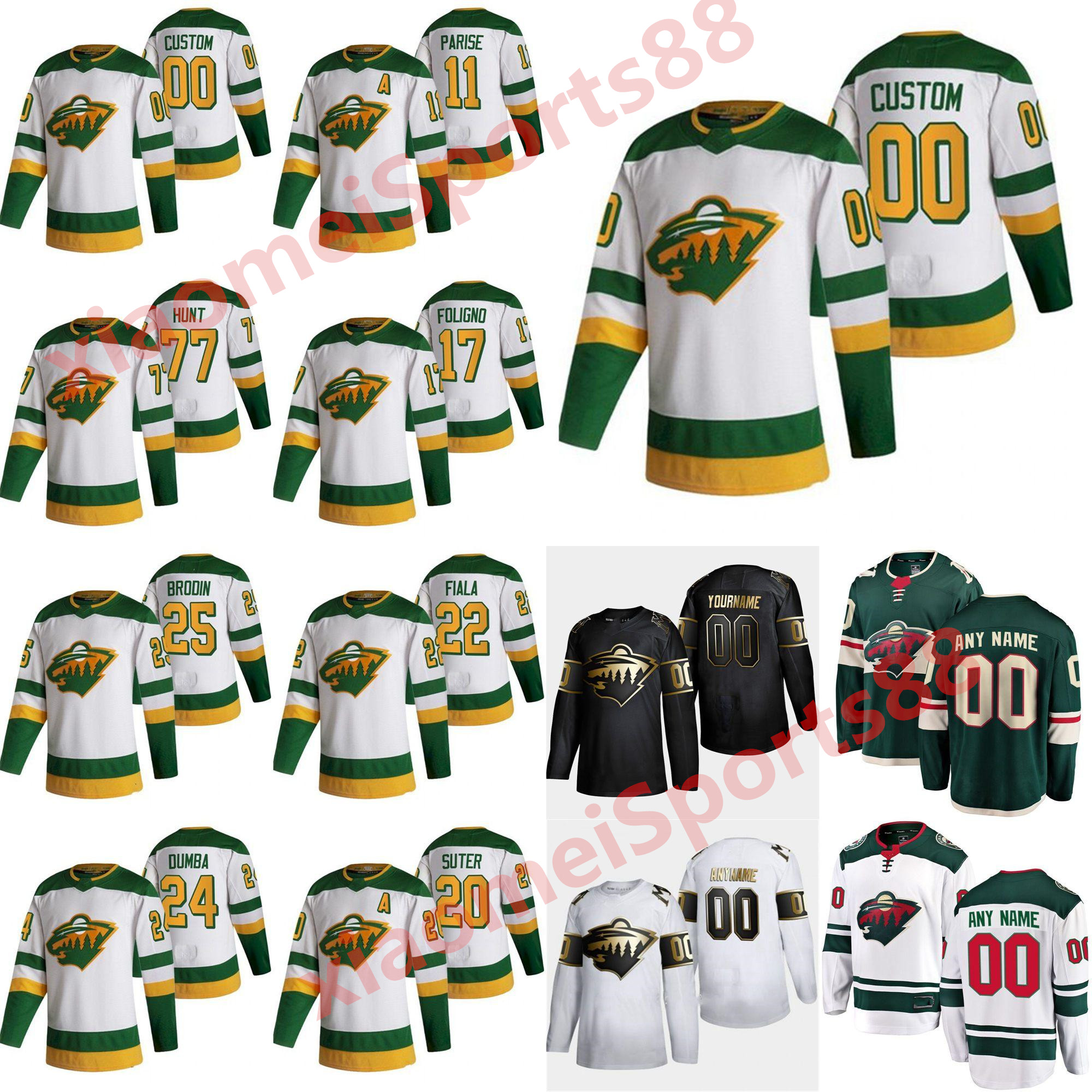 

Minnesota Wild 2021 Reverse Retro Jersey 22 Kevin Fiala Marcus Foligno Nino Niederreiter Greenway Ryan Hartman Hockey Jerseys Custom Stitch, Black;red
