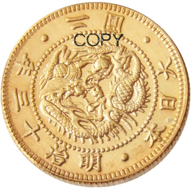 

JP(03-05)Japan Asia Meiji 9/10/13 Year 2 Yen Gold Plated Craft Coin Copy home decoration accessories