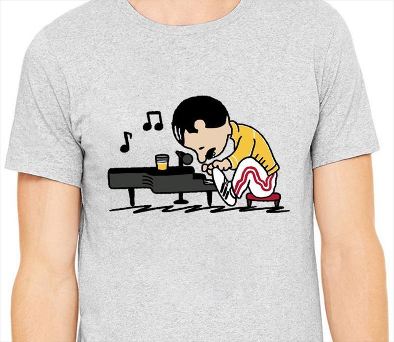 

queen freddie mercury play the men t shirts piano funny summer short sleeve tees, White;black