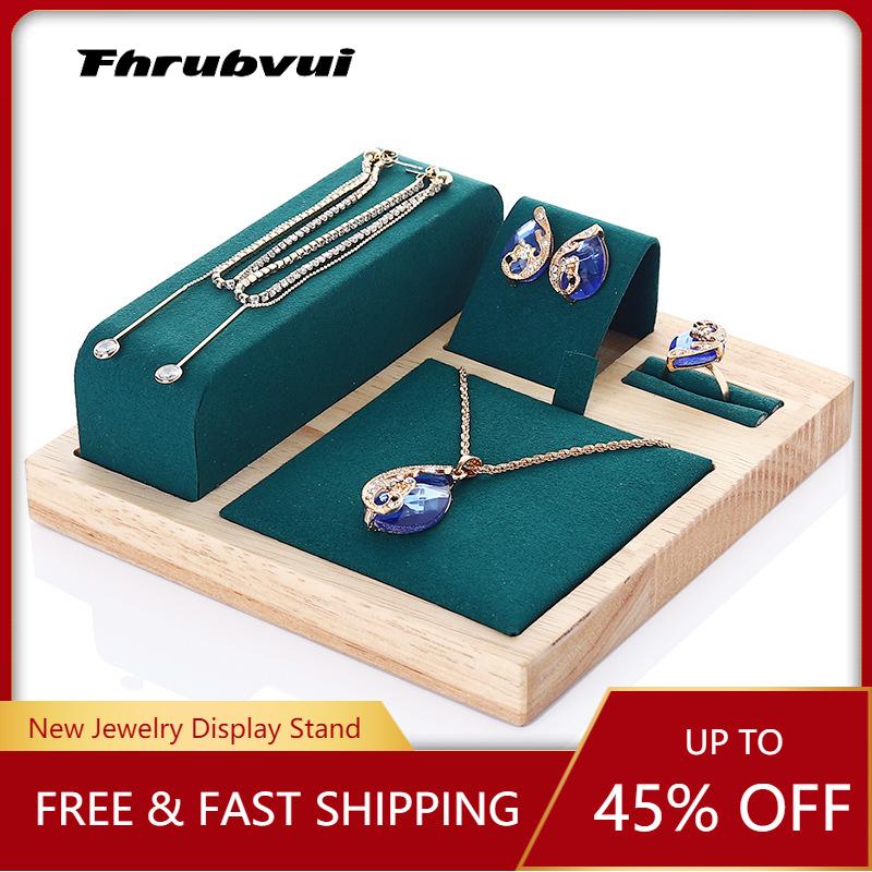 

Jewelry Pouches, Bags Display Props Necklace Wood Show Support Ring Bracelet Pendant Jade Tray, Pink;blue