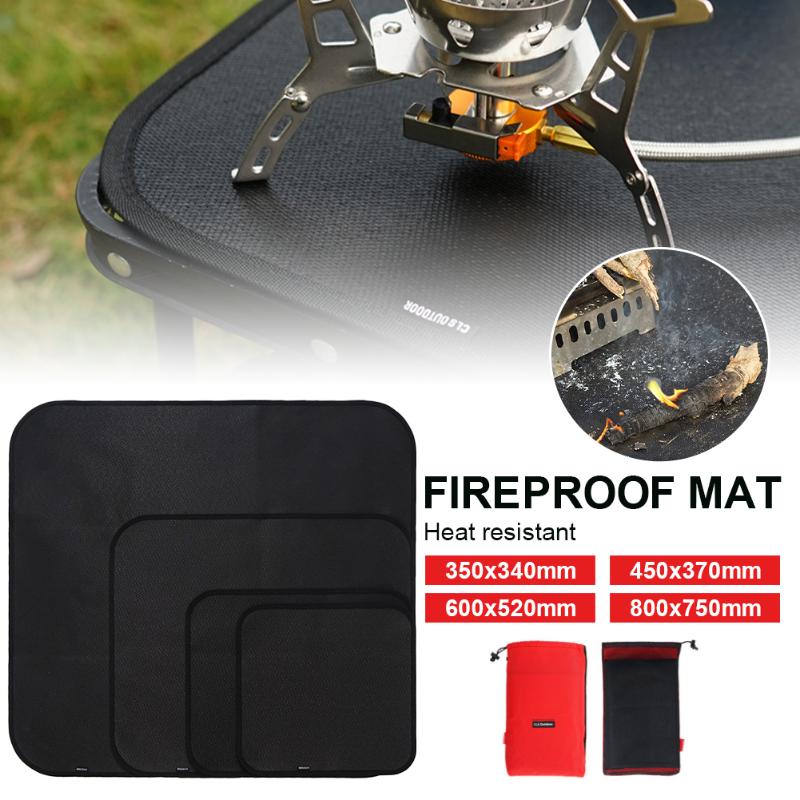 

Outdoor Pads Camping Silicone Fireproof Cloth Fire Retardant High Temperature Resistant Mat With Storage Bag For Barbecue