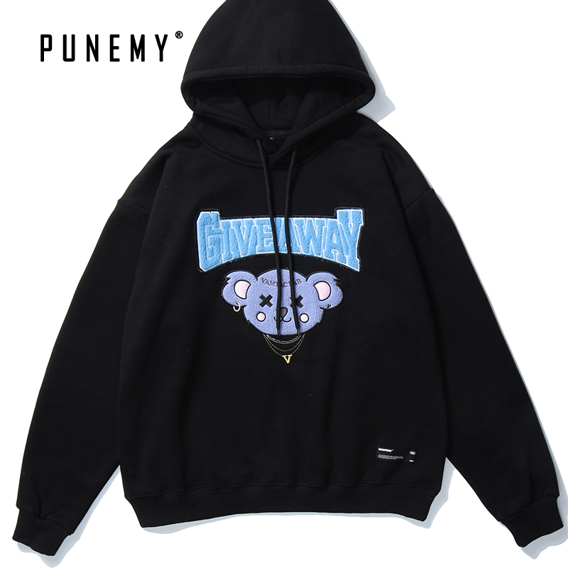 

2021 New Men Harajuku Skateboard Hoodies Funny Bear 100% Cotton Hooded Moletom Sweatshirt Hip Hop Streewtear Unisex Hoodie C1po, Blue