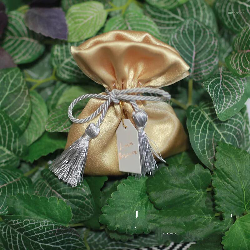 

Gift Wrap 100 Pcs Satin Anniversary Baby Shower Birthday Party Gifts Wrappers Wedding Custom Favor Bag Personalized Candy Bags For Guests