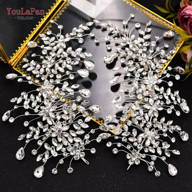 

Headpieces YouLaPan HP379 Wedding Drop-shaped Diamond Bridal Hair Comb Handmade Rhinestones Jewelry Set Hairpiece Accessories