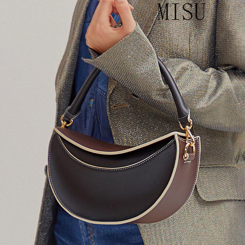 

Vintage Half Moon Bag Leather Handbags Wide Strap Crossbody Bag Shoulder Bags For Women 2021, Black