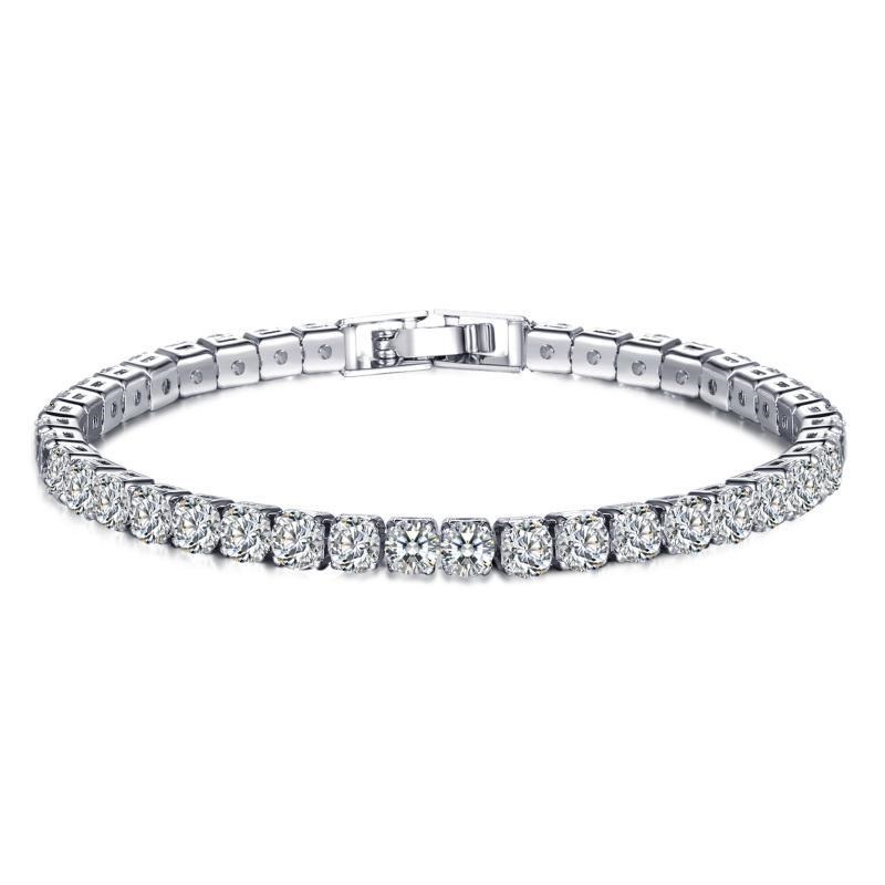 

Single Row Silver Gold RoseGold Green Blue Link Plated Sparkling Cubic Zircon CZ Cluster Tennis Bracelet Fashion Womens Jewelry for Party Wedding