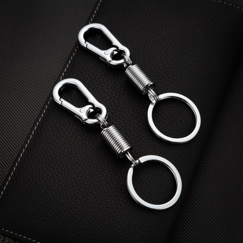 

New Fashion Man Woman Lovers Spring Keychain Cute Couple's Black Silver Car Key Chain for Wholesale