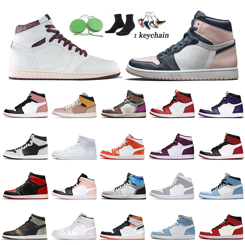 

1s Sports Sneakers Women Men Jumpman 1 High OG Basketball Shoes A Ma Maniere Atmosphere Bubble Gum UNC Patina Rust Shadow Court Purple 2021
