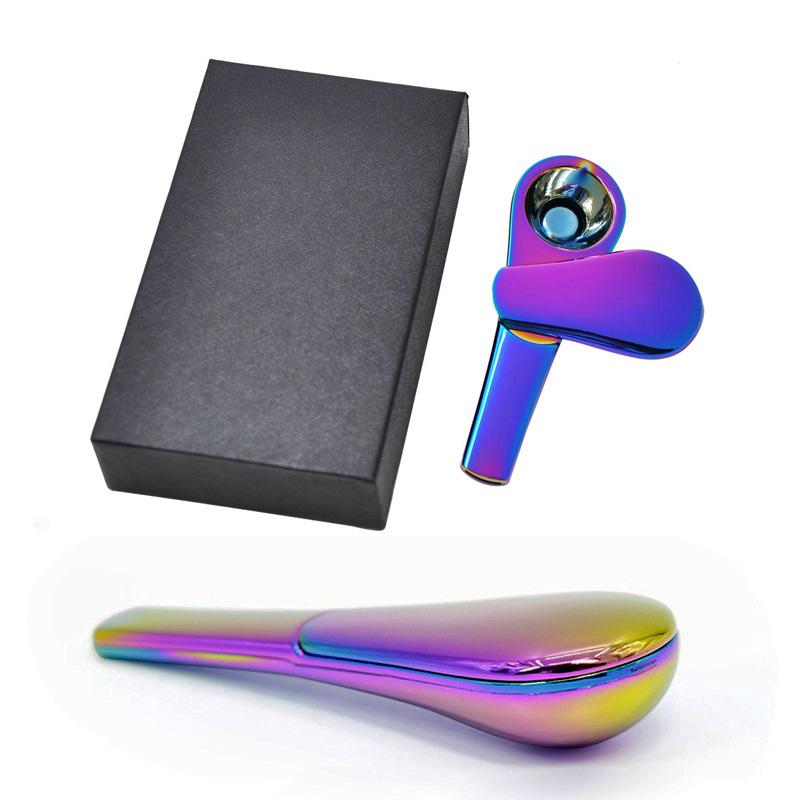 

1 Pc Metal Smoking Pipes Spoon Shaped Tobacco Pipe With Gift Box Packing Like A Whistle/Toy For Smokers Playing Dry