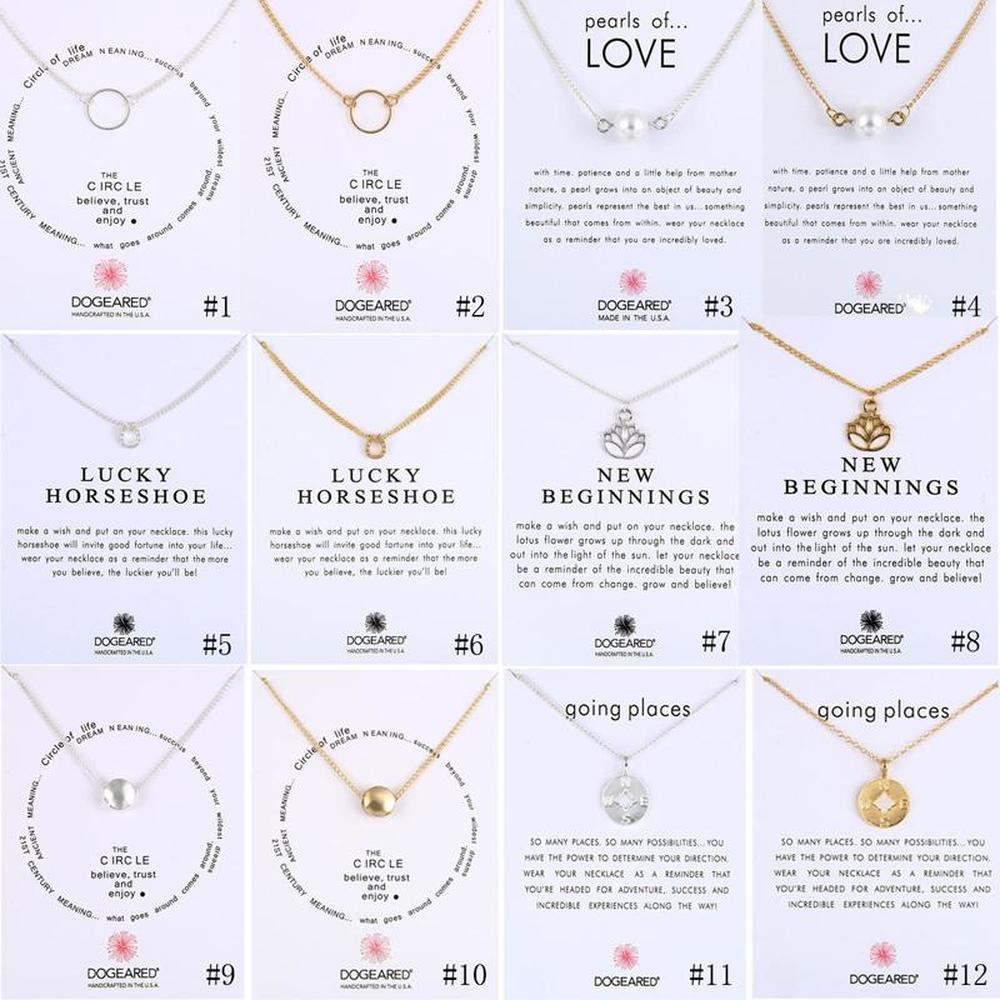 

2020 FAHMI Dogeared Necklaces With Gift card Circle Pearls Horseshoe compass lotus flower pendants Gold & Silver chain For women Jewelry