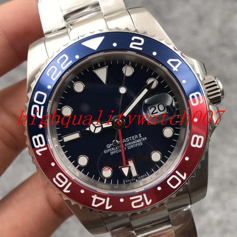 

best-selling Watches GMT Date Steel Stainless 40mm Black Dial Wristwatches 2813 Batman Mechanical Automatic Mens watch, Slivery;brown