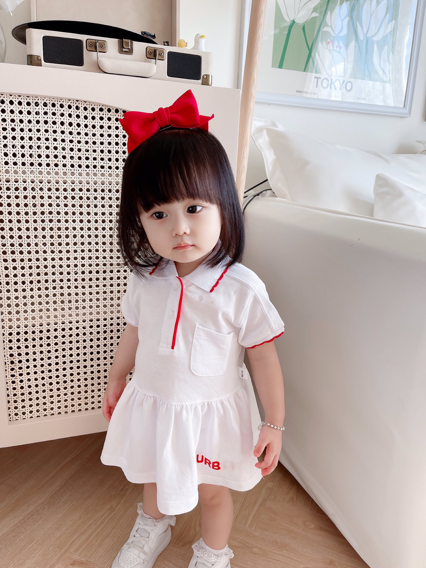 

Newborn Girls Dress Summer Baby Girl Cotton Dresses Children Cute short sleeve long T shirt clothing, White 1