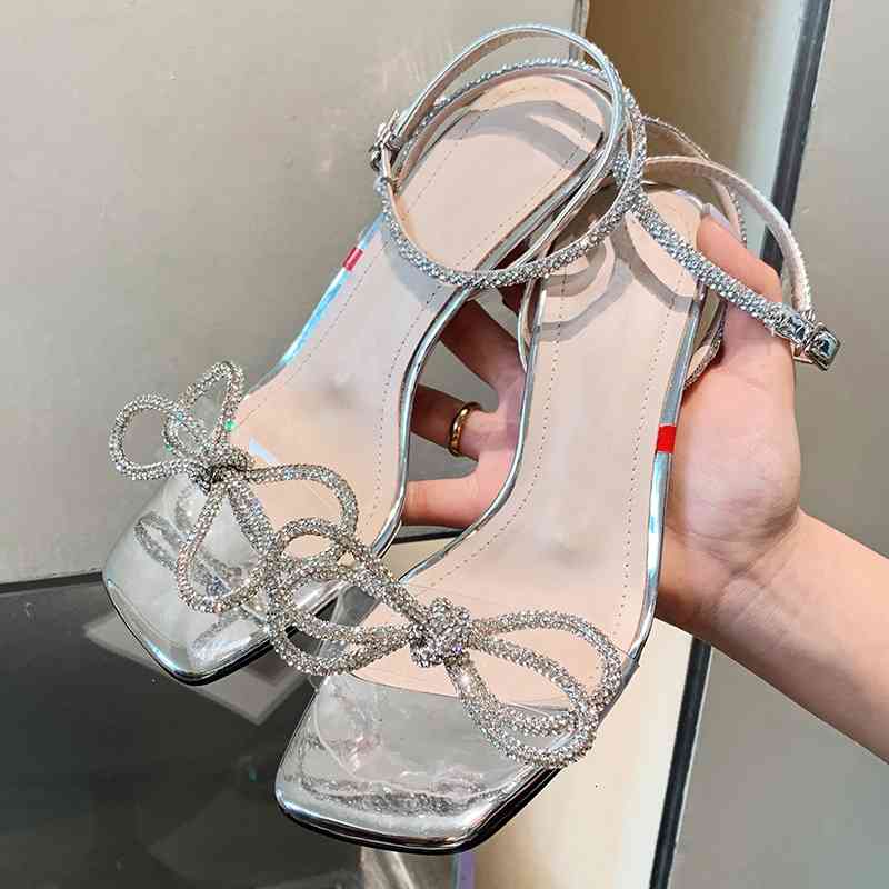 

sandals ladies leather sandals plus size 22-25cm upper + pigskin lining summer stiletto arches strass shoes lg0y, Black