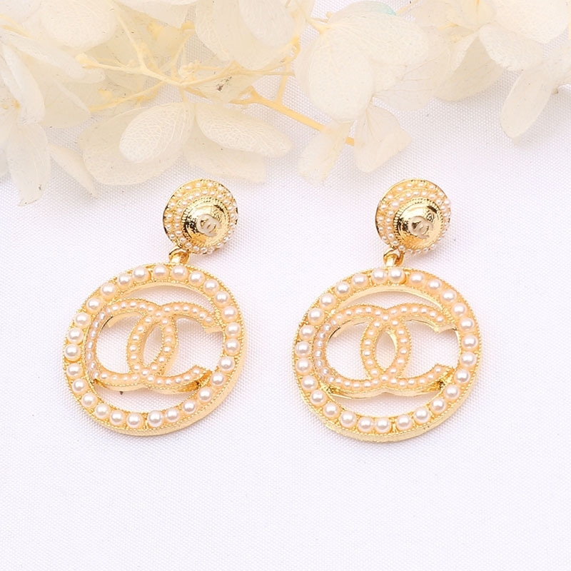 

Korean new double-C fashion pearl fairy versatile Earrings college wind silver needle Earrings Circle Earrings girlv2XDNf, Golden