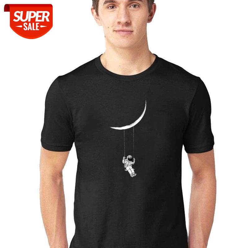

Funny Design Astronaut moon Play on A Swing Graphic T shirt Cotton Casual Short Sleeve Tops Men Women Fashion Unisex Clothing #Gm2l, White;black