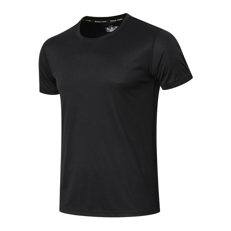 

Men's sports short-sleeved summer quick-drying clothes ice silk sportswear black running fitness t-shirt tide, Black;yellow