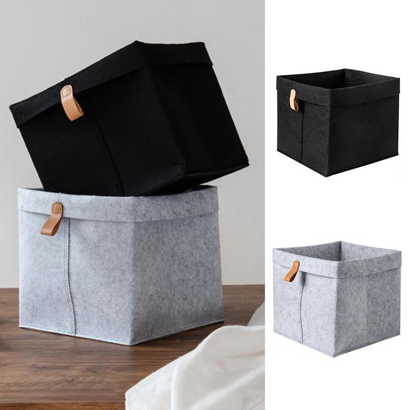 

Clothing & Wardrobe Storage 1Pc Felt Cloth Foldable Basket Household Closet Socks Underwear Laundry Container With Handle