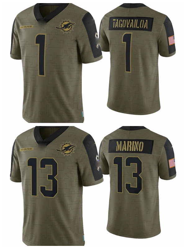 

2022 Miami''Dolphins''Men Tua Tagovailoa Dan Marino Olive 2021 football Jersey, Black;red