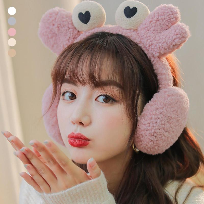 

Berets 2021 Fashion Women Girl Winter Ear Warmer Cute Crab Earmuffs Faux Fleece Muffs Earlap Glitter Sequin Headband \, White