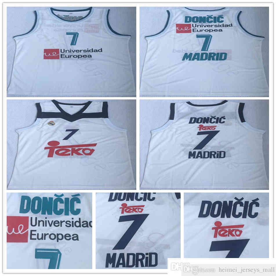 

NCAA Euroleague Champion Real Madrid Unicersidad #7 Luka Doncic Basketball Jersey White Slovenija #7 Doncic Stitched White Jerseys Shirts
