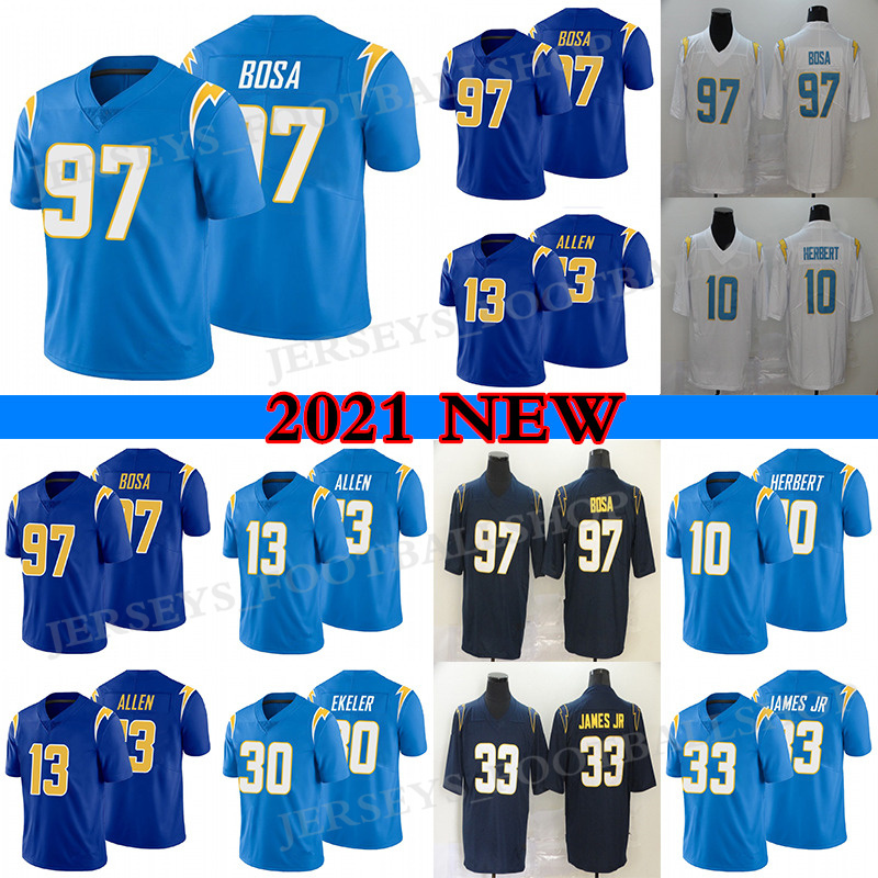 

97 Joey Bosa 10 Justin Herbert Football Jersey Austin Ekeler 13 Keenan Allen LosAngelesChargers Derwin James Men's Stitched, Navy blue