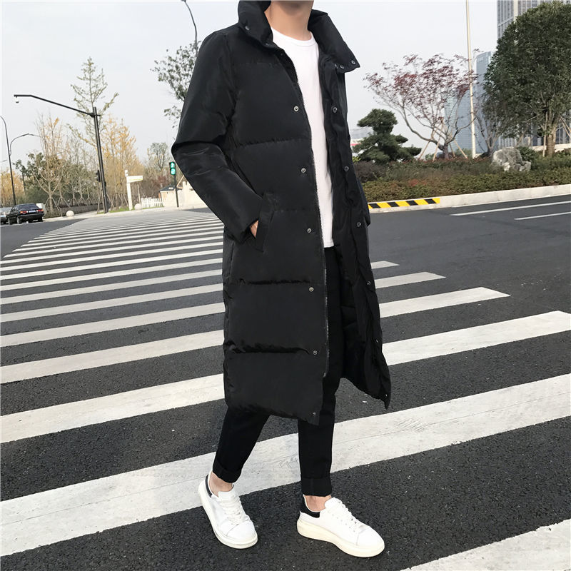 

2021 New Winter Long Men's Slim Parka Warm Fashion Casual Black Coat Men Streetwear Wild Korean Thick Jacket Mens Overcoat Clothes Qrs5