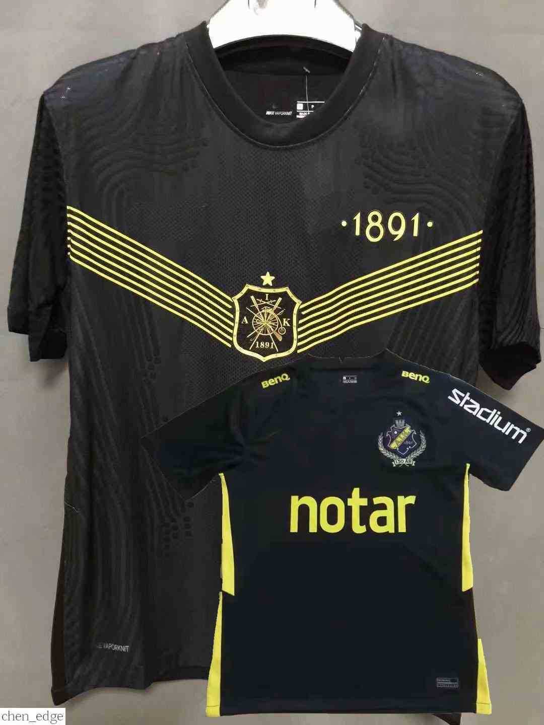 

2021 2022 AIK Fotboll Soccer Jerseys home Larsson Rogic Tihi 130 Years 21 22 football shirt, Black;yellow