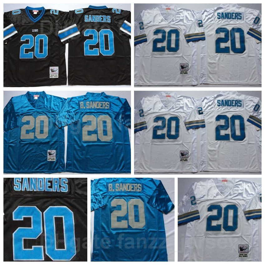 

NCAA Retro Football Vintage 20 Barry Sanders Jersey Men All Stitched Sports Breathable Pure Cotton Team Black Blue White High Quality On Sale