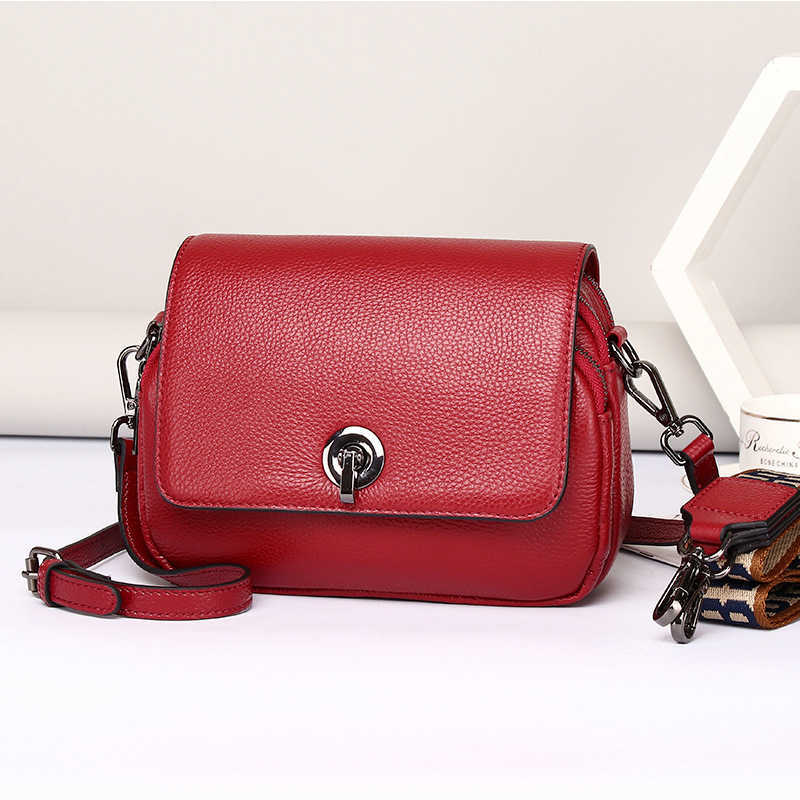

2021 new top layer cowhide high texture small square fashion versatile single shoulder soft leather messenger bag, Wine