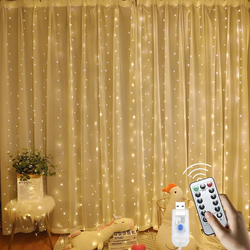 

Night Lights LED String Christmas Decoration Remote Control USB Wedding Garland Curtain 3M Lamp Holiday For Bedroom Bulb Outdoor Fairy