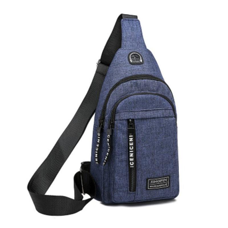 

New Men Chest Bags Nylon USB Charging Waterproof Oxford Crossbody Bags Small Sling Single Shoulder Travel Chest Pack Male, Black