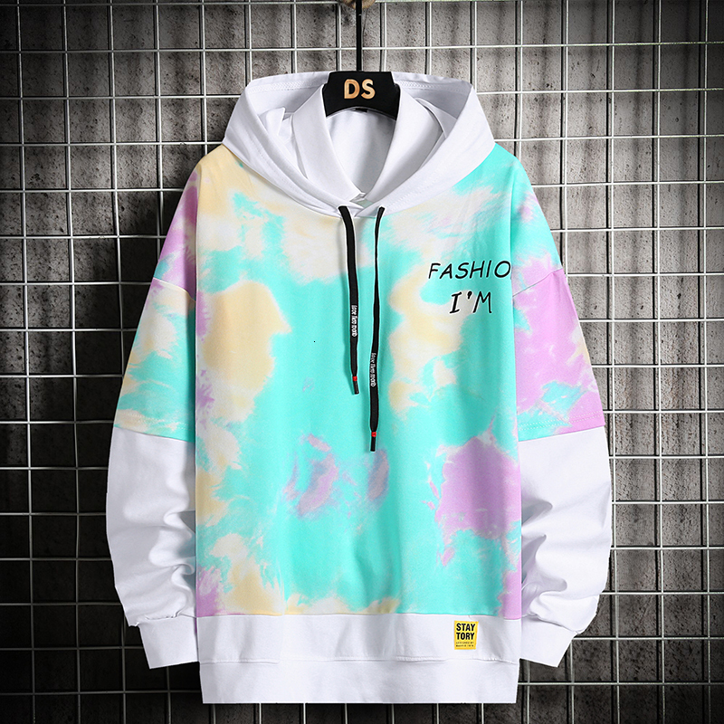 

2021 Men's Hoodie Sweatshirt New Fashion Colorful Printed Long Sleeve Hooded Tops Korean Loose Cotton Pullover Drop Shipping Sh9n, Sky blue