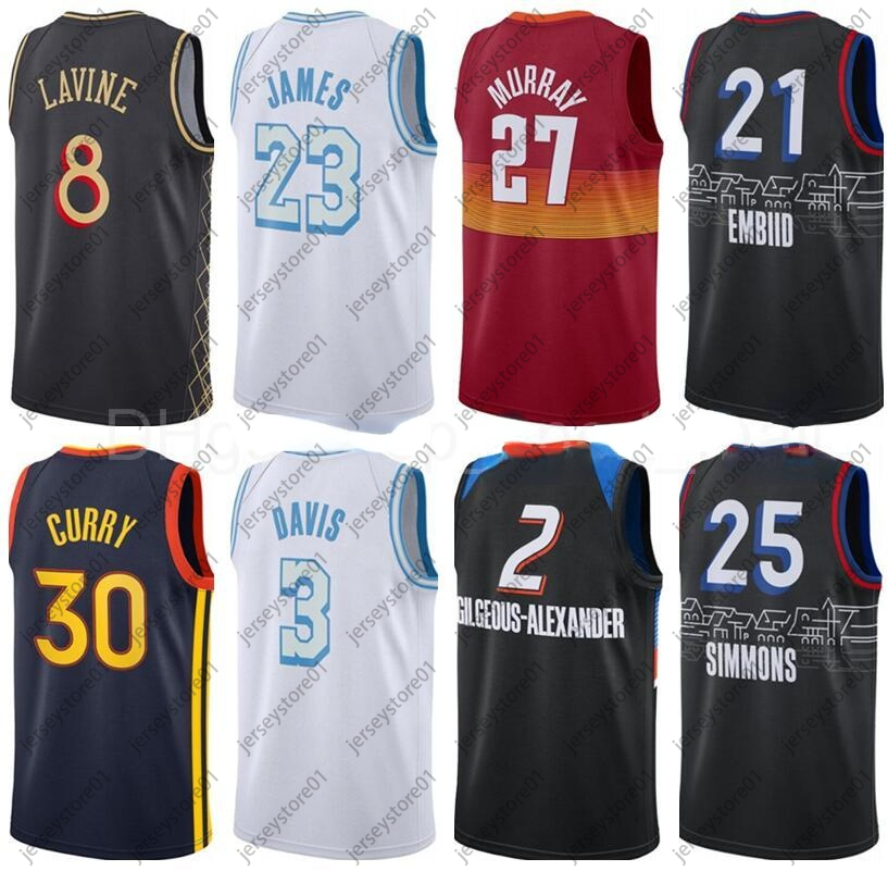 

Basketball Jersey City Ben Simmons Stephen Curry Davis Joel Embiid LeBron Jamal James Murray Zach LaVine Shai Gilgeous-Alexander