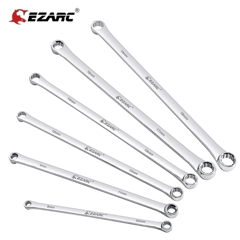 

EZARC 6 Pcs Long Double Ring Box End Wrench Set tion Spanner CRV 8mm - 19mm Wrenches Tools Sets 211029