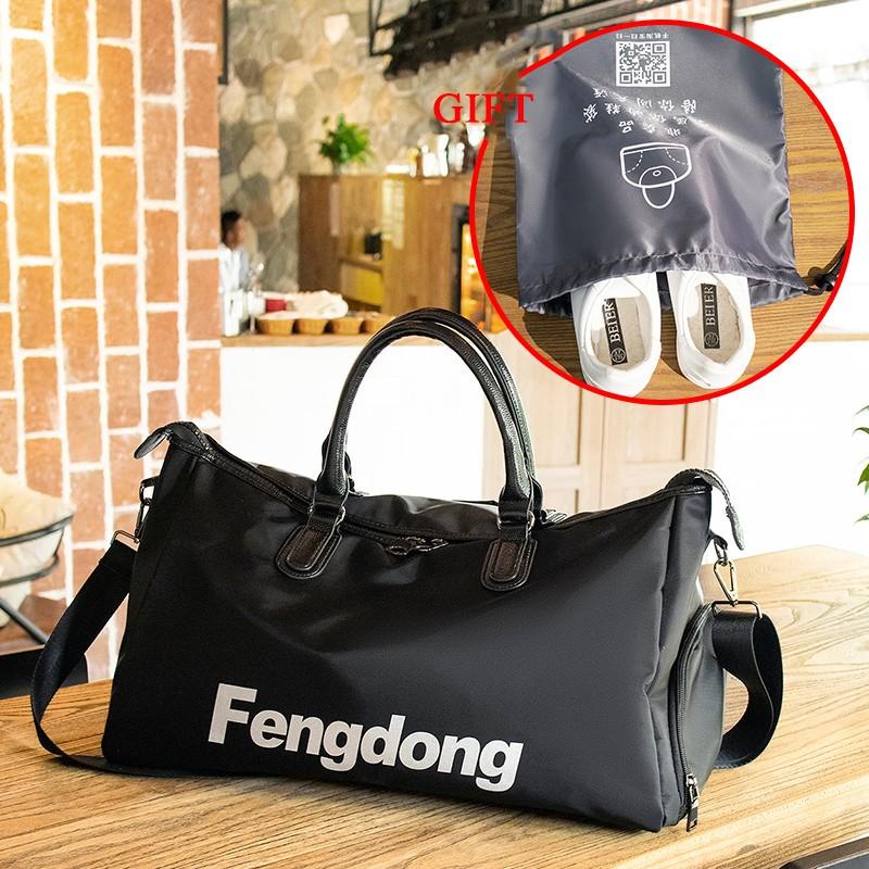 

Duffel Bags FENGDONG Men Travel Bag Cabin Hand Luggage Fitness Sports Large Capacity Waterproof Weekend Duffle Training Pack, Black small size