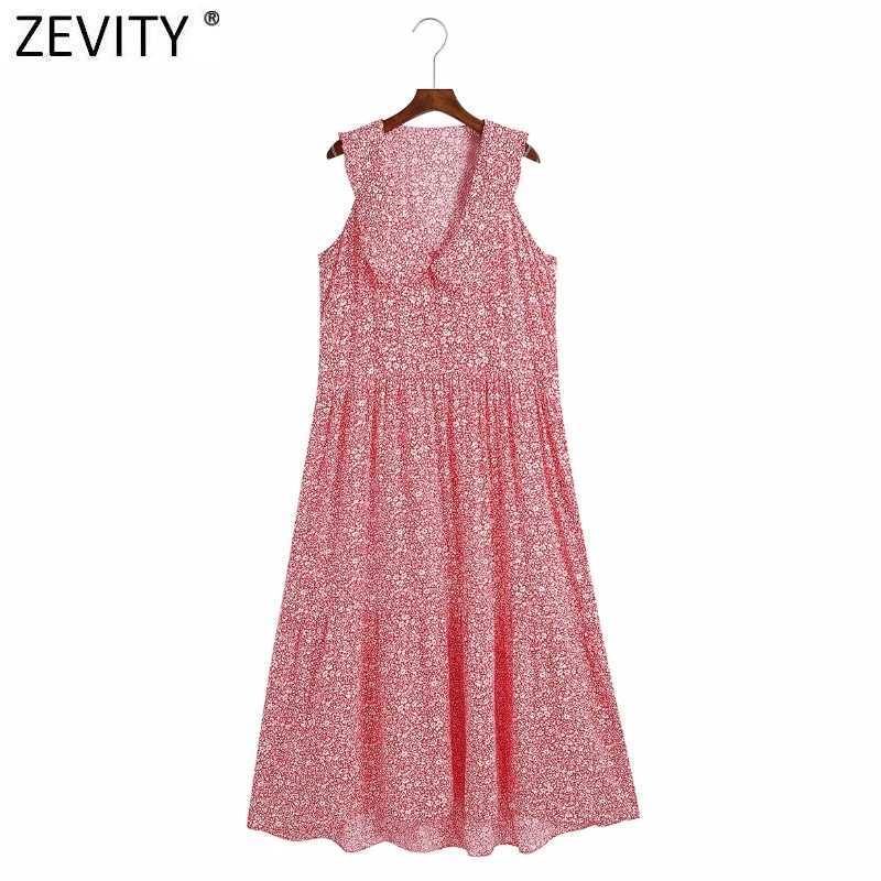 

Women Sweet Agaric Lace Peter Pan Collar Floral Print Loose Midi Dress Female Sleeveles Vest Vestido Chic Dresses DS8393 210603, As pic ds8393cbrl
