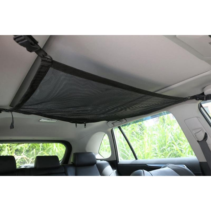 

Car Organizer 80x54cm Ceiling Roof Interior Cargo Zipper Net Universal Storage Bag Sundries Mesh Pocket For Van SUV Accessories
