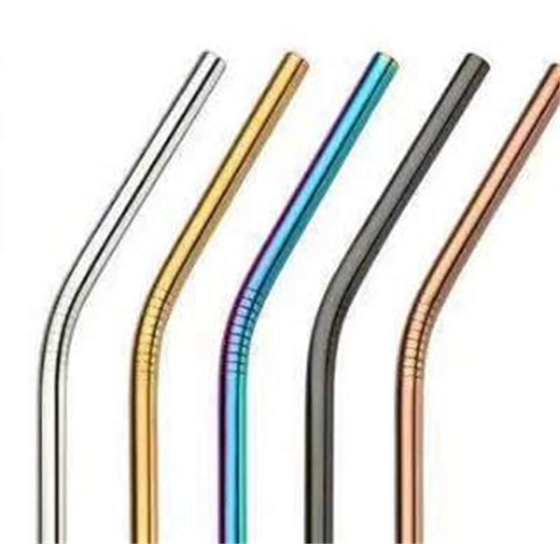 

High Quality 304 Gold Stainless Steel Straw Reusable Drinking Straw Metal Bent Straight Straw Cleaner Brush 149 V2