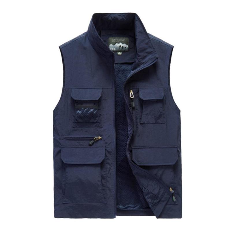 

Men's Vests Multi-Pocket Quick-Drying Waterproof Breathable Loose Leisure Fishing Vest Outdoor Po Reporter Camping Hunting, Blue