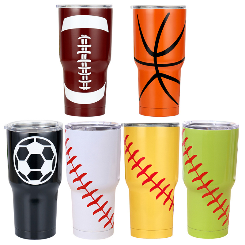 

30oz 20oz stainless steel tumblers Double wall Vacuum Insulated customized baseball basketball football softball soccer 30 20 oz sports Cups
