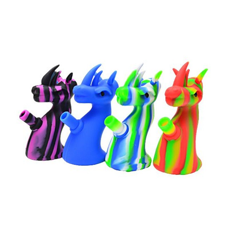 

Silicone Dragon shape Hookah water Pipe glass silicones bongs With glass bowl accessories