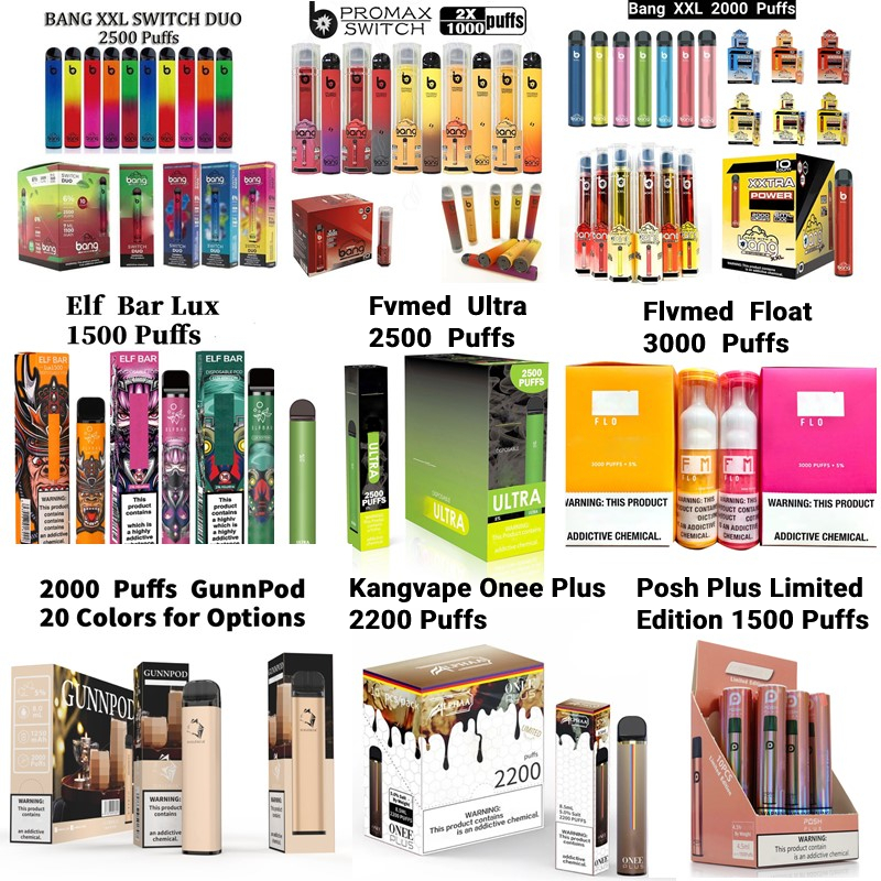 

New Puff Bar Disposable Vape E Cigarette 13 Colors 4500 2500 3300 Puffs Plus 8.0ml Prefilled Pod Cartridges Device Kit 1100mAh Vapes Battery Gunnpod Edge Rebel Bang XXL
