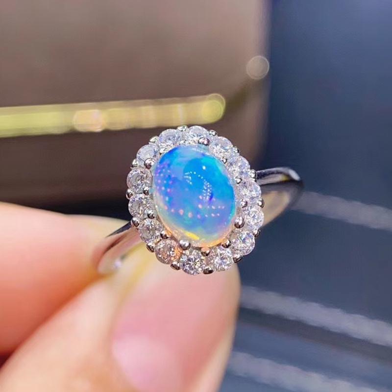 

Cluster Rings Natural Real White Opal Oval Ring 7*9mm 1.1ct Gemstone 925 Sterling Silver Fine Jewelry J212284, Golden;silver