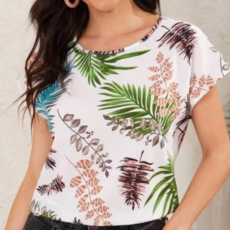 

Women's T-Shirt Printed short sleeve chiffon shirt, large size T-shirt top, Colours