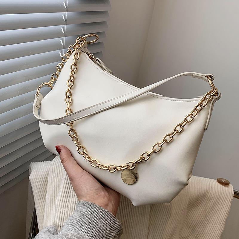 

Casual letter Solid color chain 2021 New high quality PU Leather Women's Designer Handbag High capacity Shoulder Messenger Bag, Black