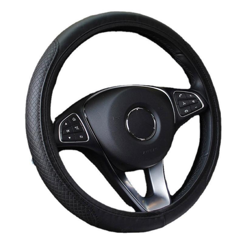

Steering Wheel Covers 1 Pcs Car Cover Leather Protector Black Anti-Slip Universal Interior Accessories 37-38cm