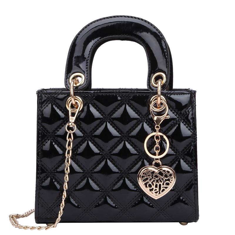 

Gavingg Shoulder Bags Tote Bag 2021 Fashion High Quality Patent Leather Women's Designer Handbag Lingge Chain Messenger, 18 cm black